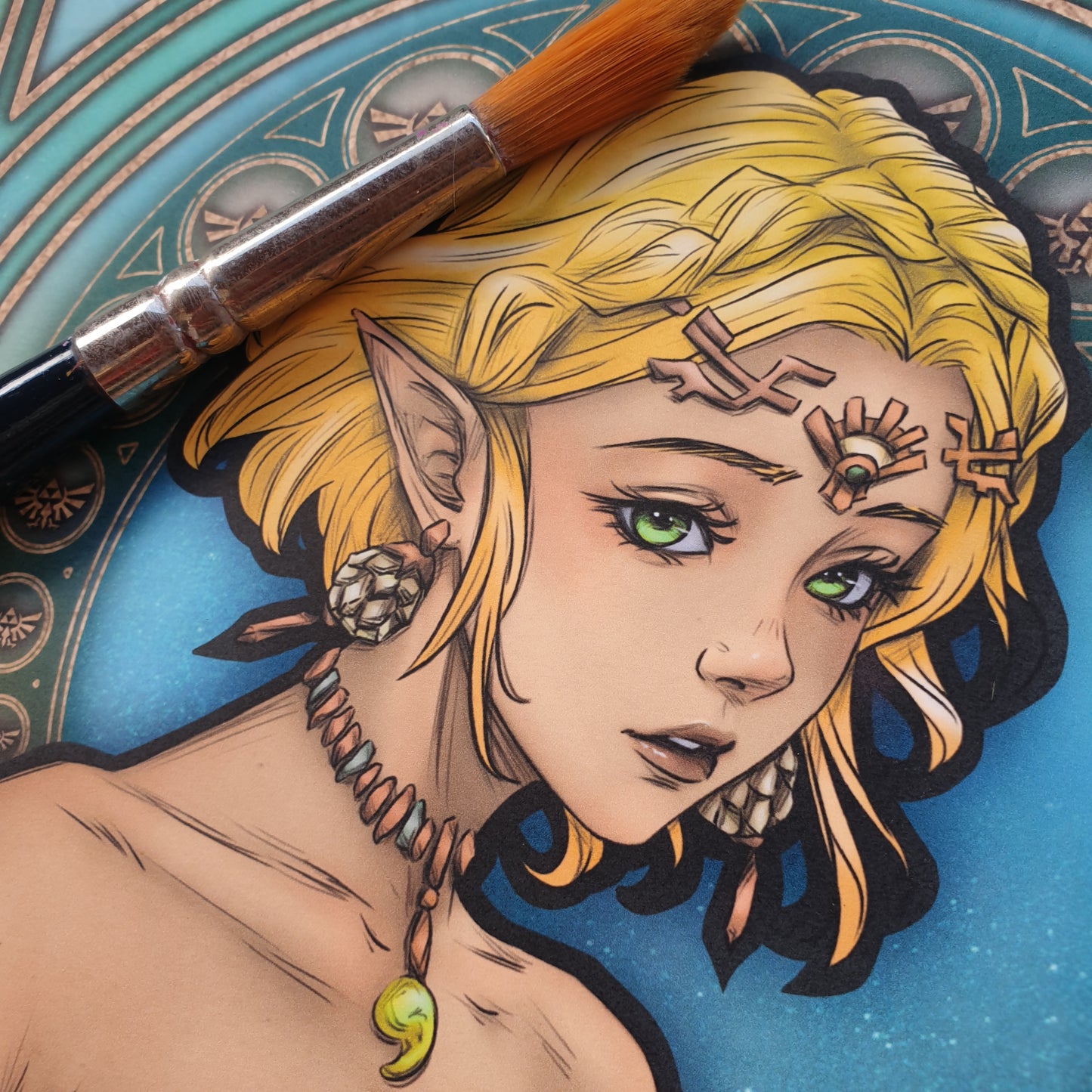 Zelda & Link in Art Nouveau style