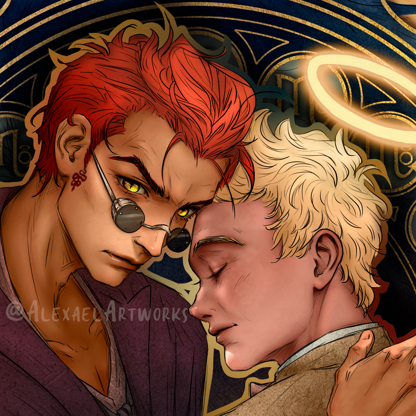 Good Omens in Art Nouveau style