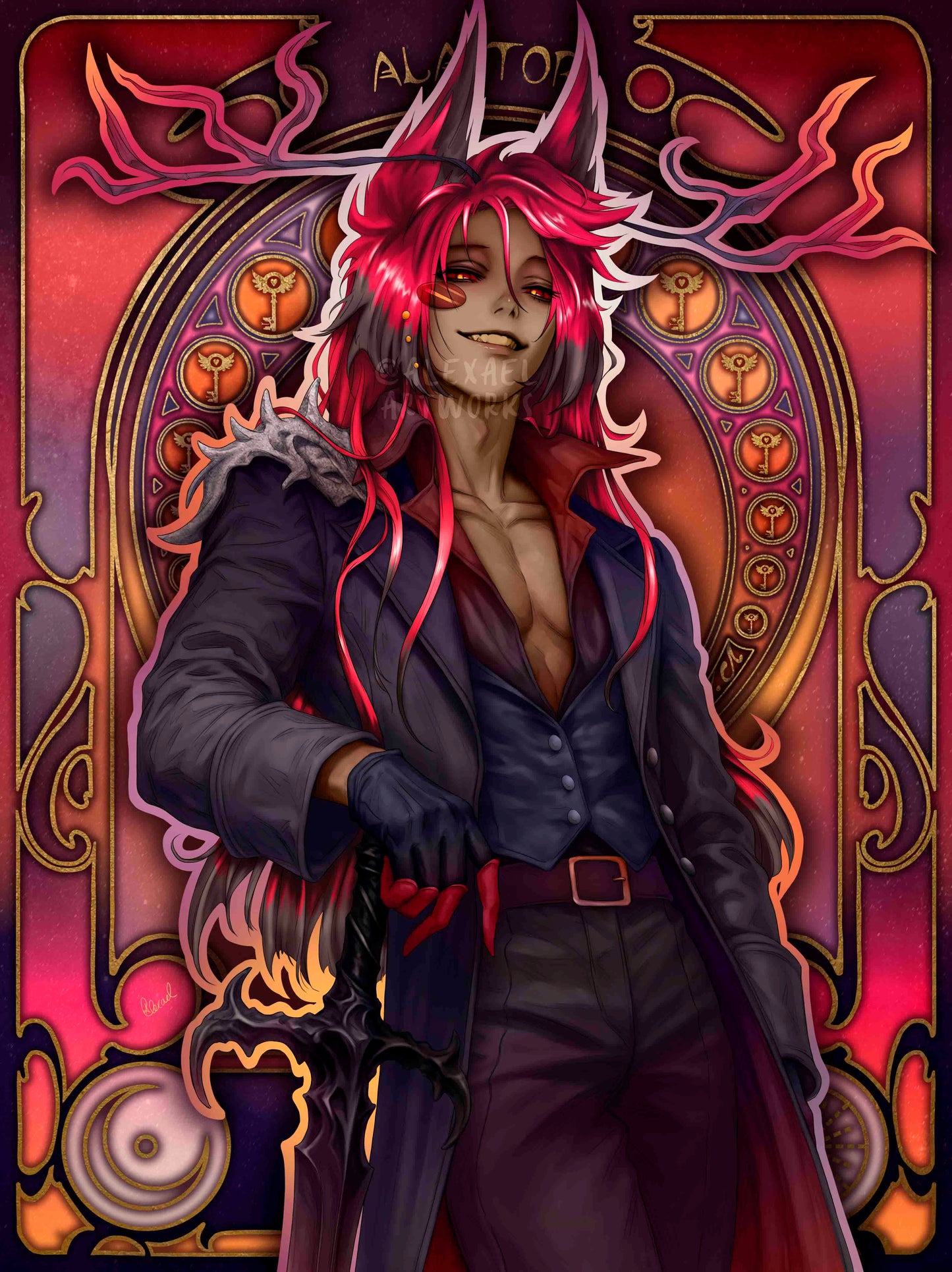 Medieval Fantasy Alastor in Art Nouveau style
