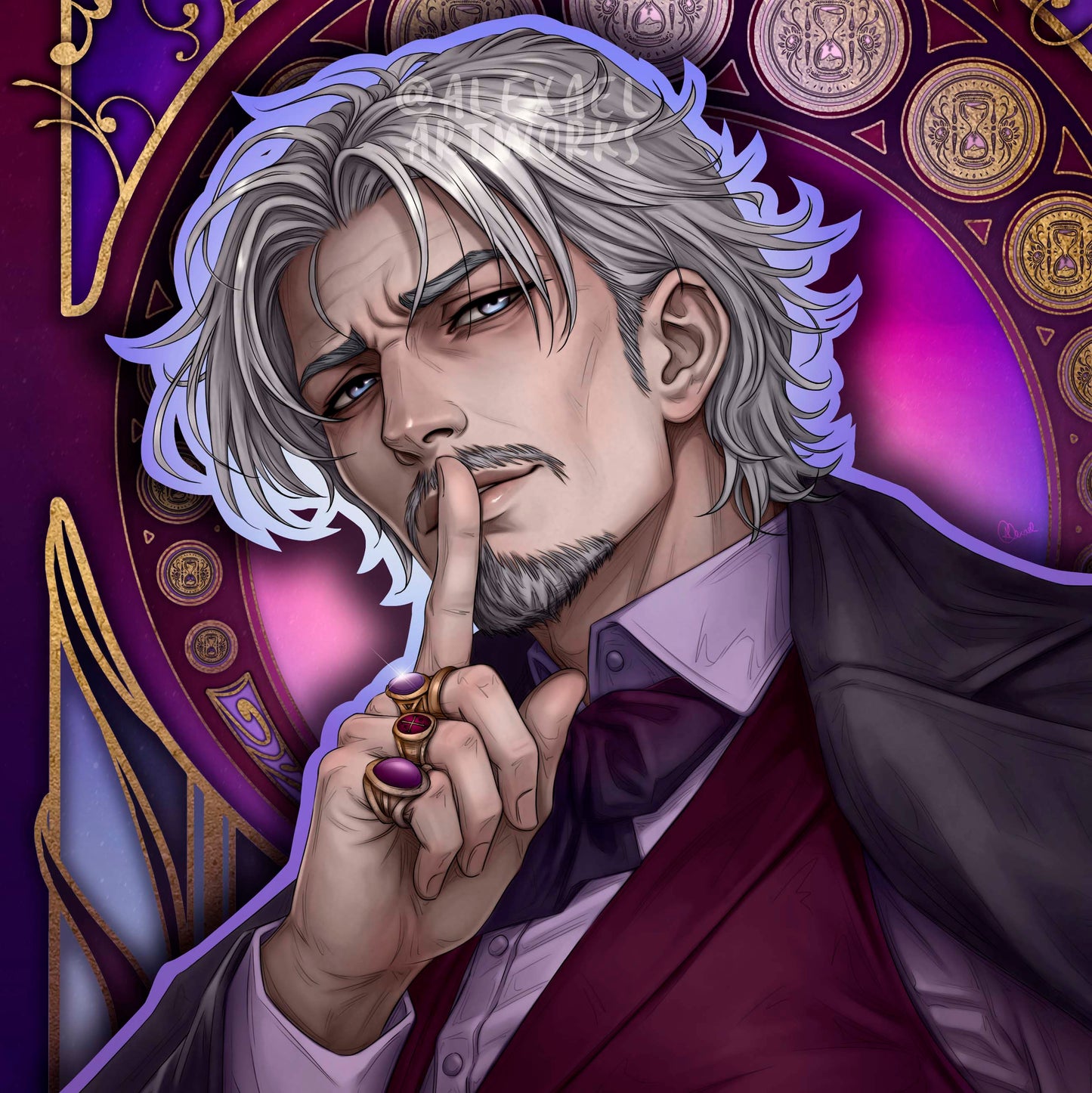 Count Lucien Lazarus of House Noctis in Art Nouveau style
