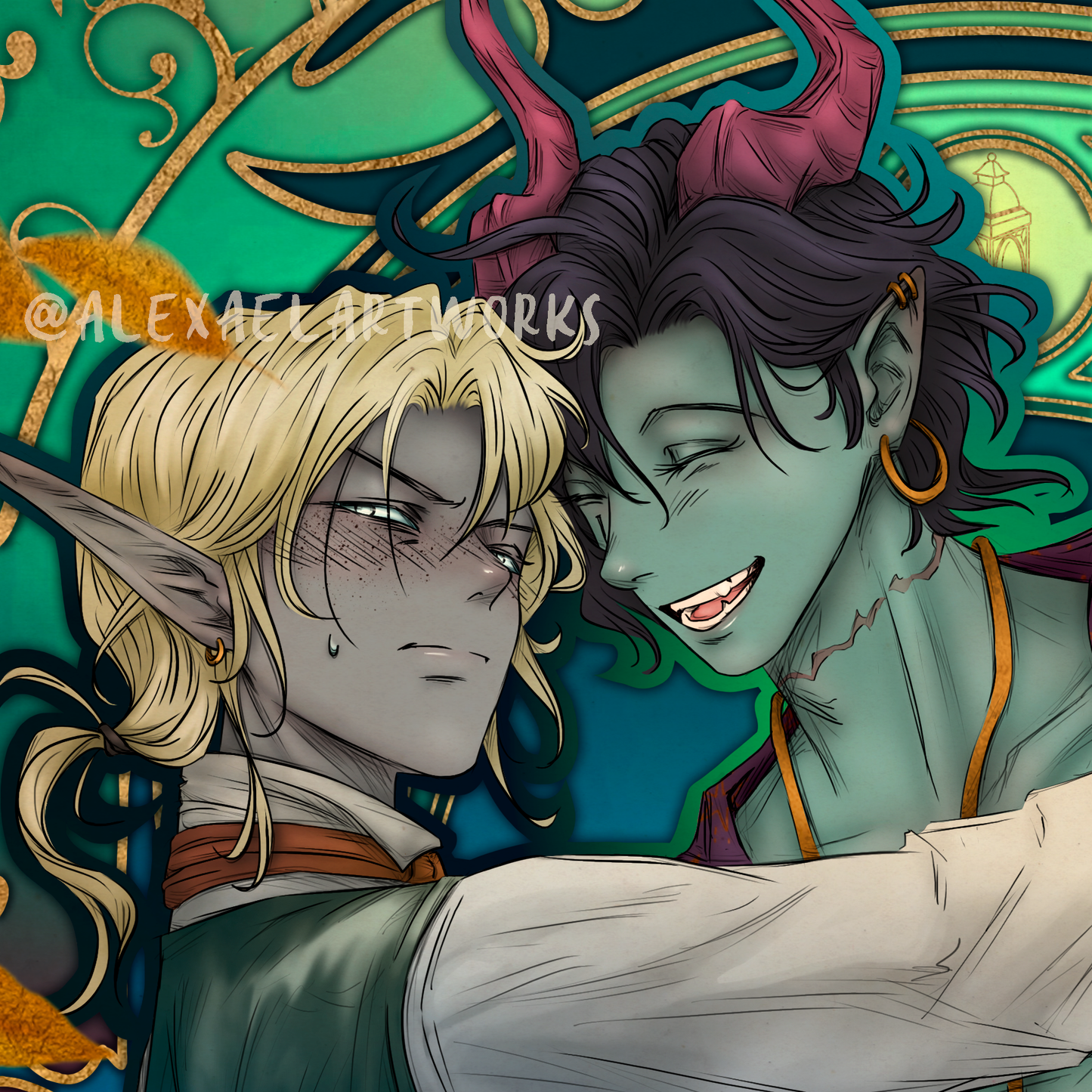 Sasha & Aal'shan in Art Nouveau style