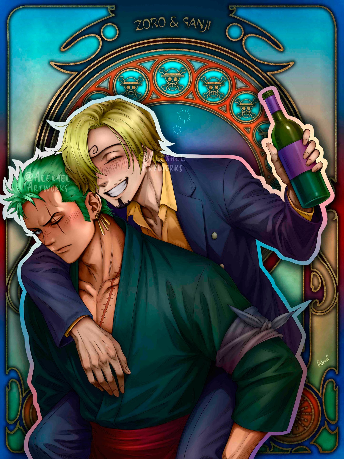 Zoro & Sanji in Art Nouveau style