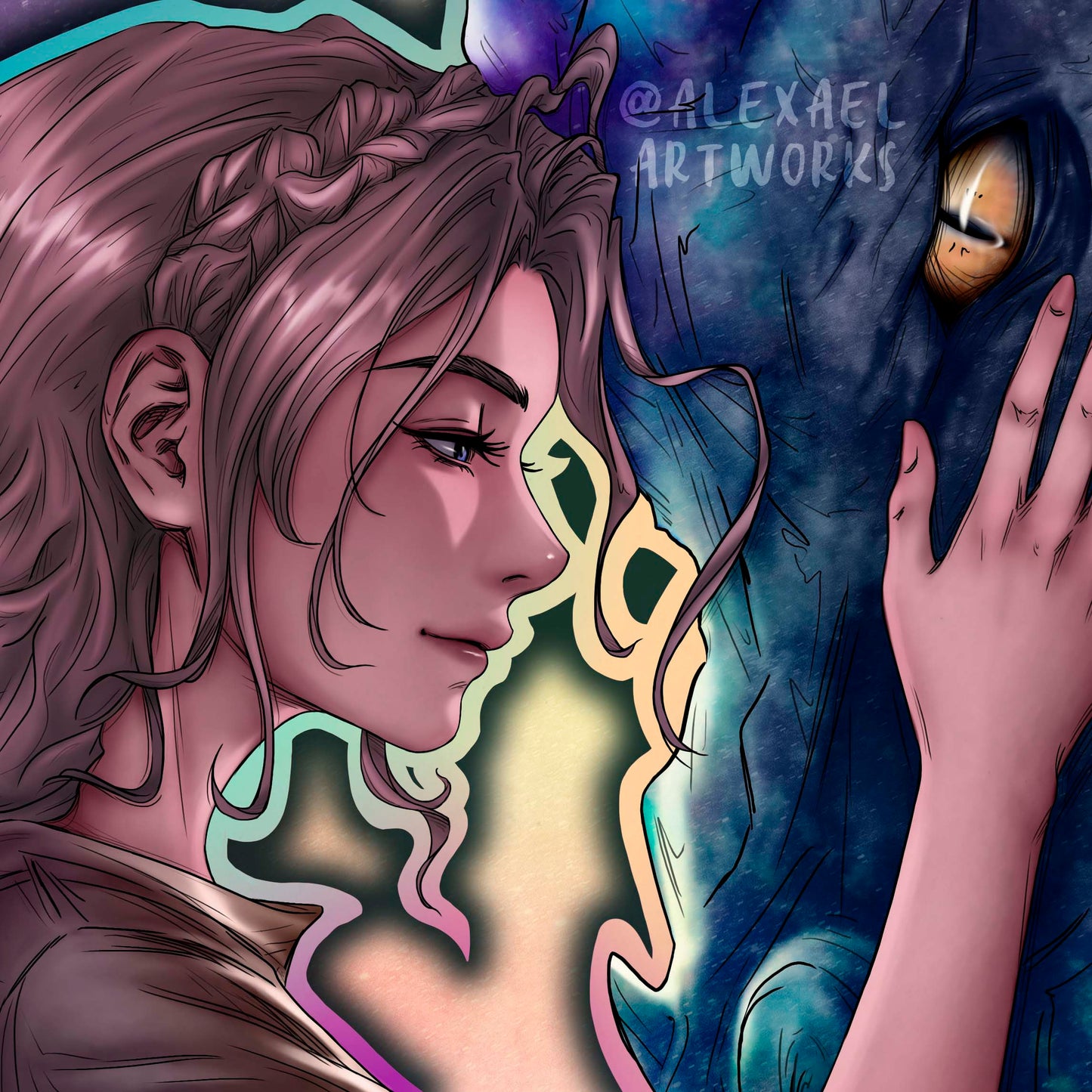 Violet & Andarna in Art Nouveau style