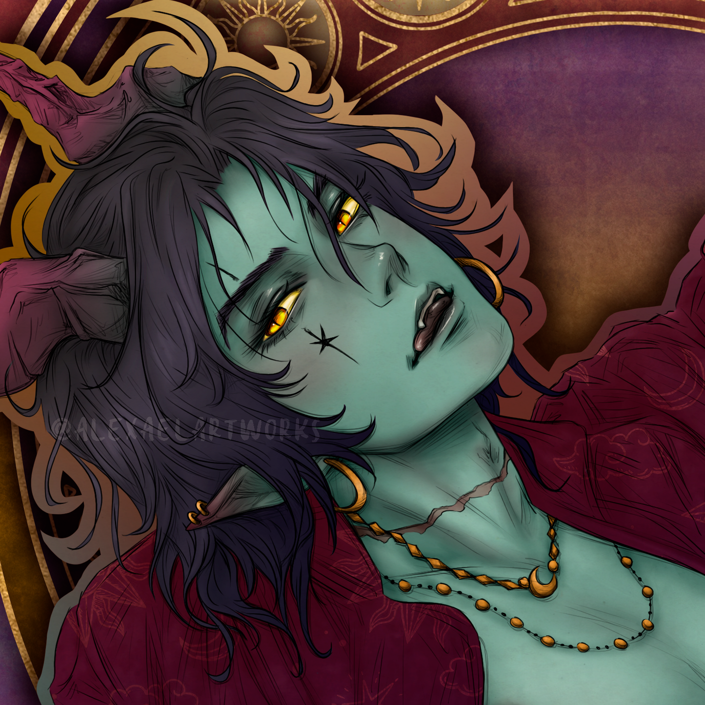 Tarot Card Sasha in Art Nouveau style