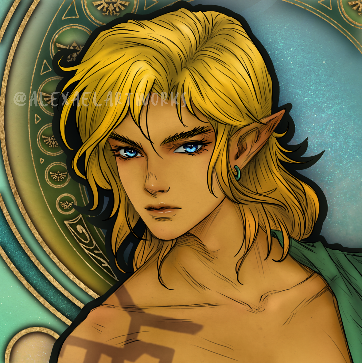 Zelda & Link in Art Nouveau style