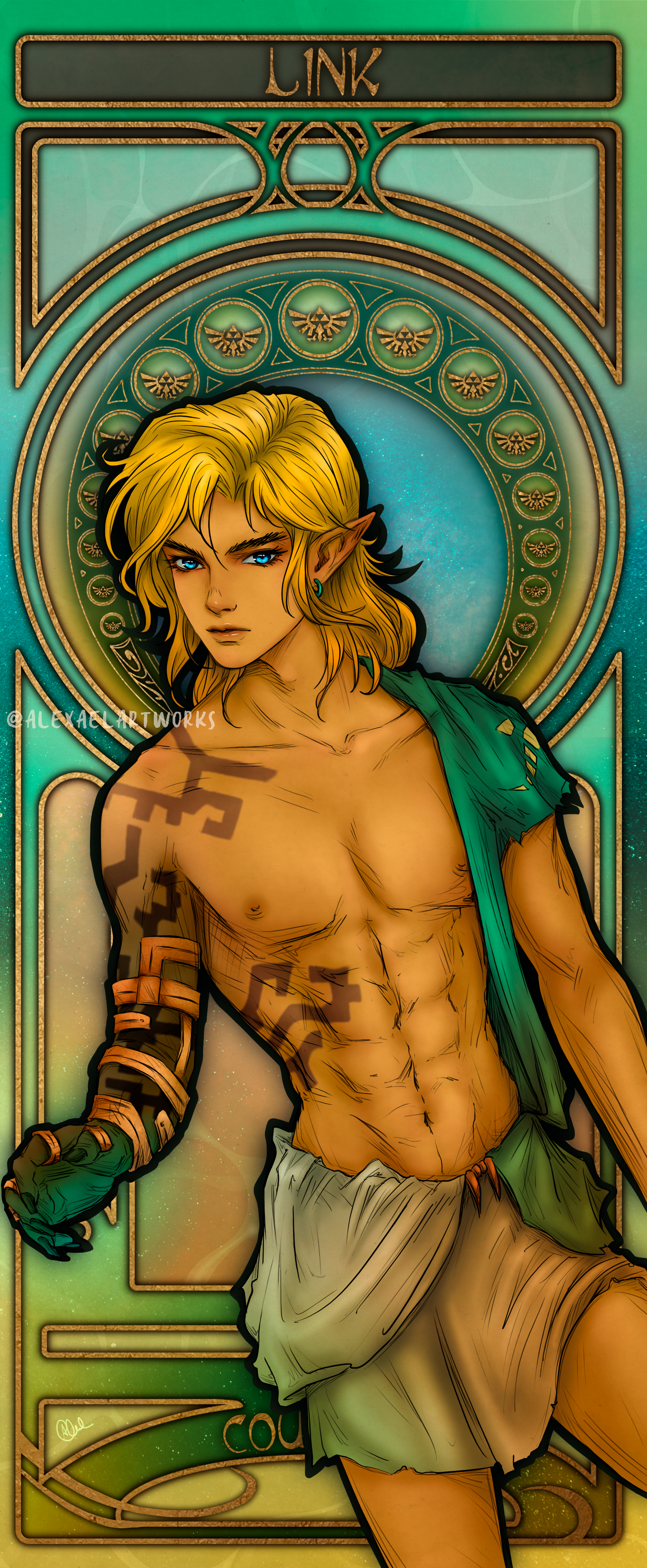 Zelda & Link in Art Nouveau style