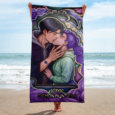 Rumi & Jinu Kiss 🏖️ Fanart Towels ♥️ Fanart Blankets