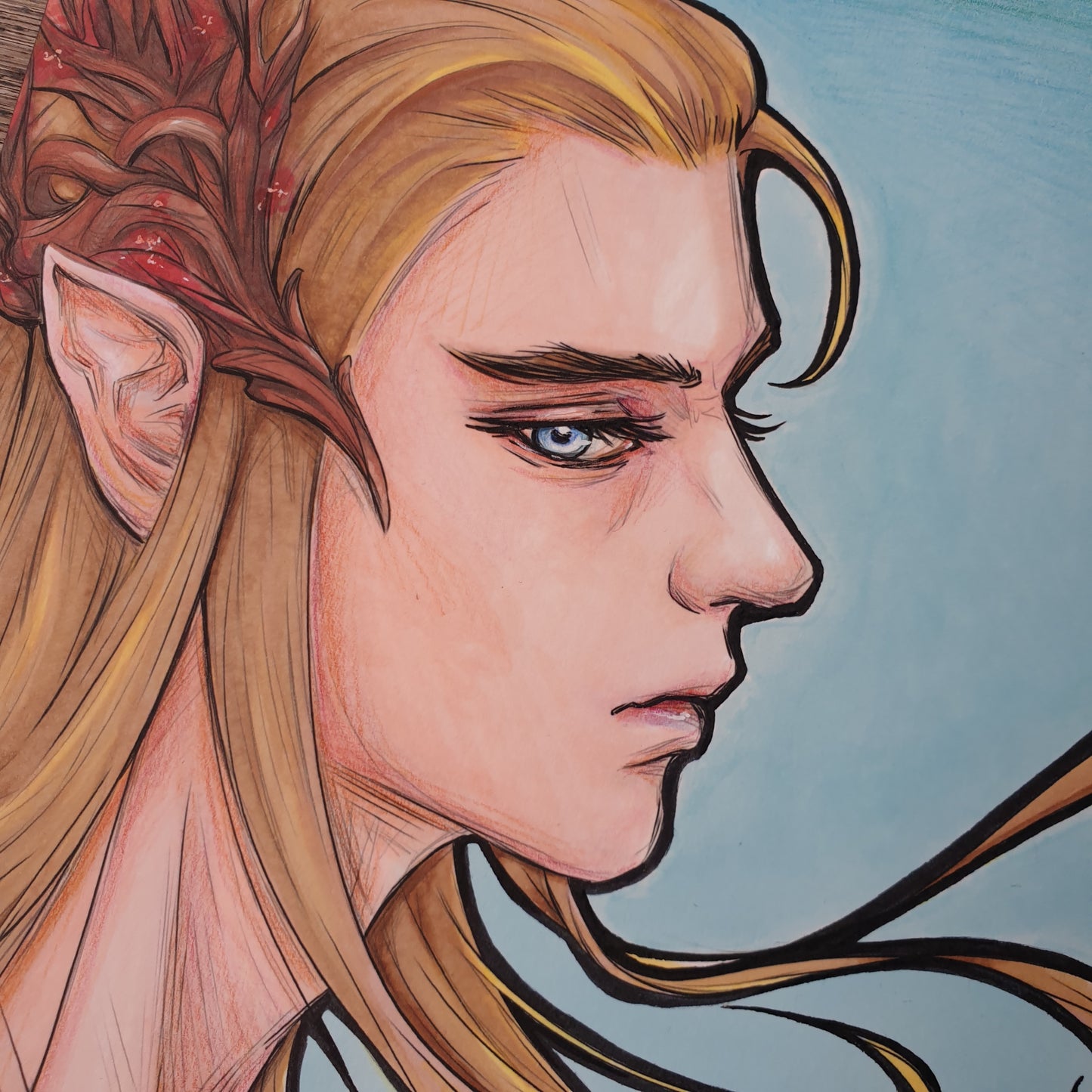 Thranduil (ink, colored pencils and markers)