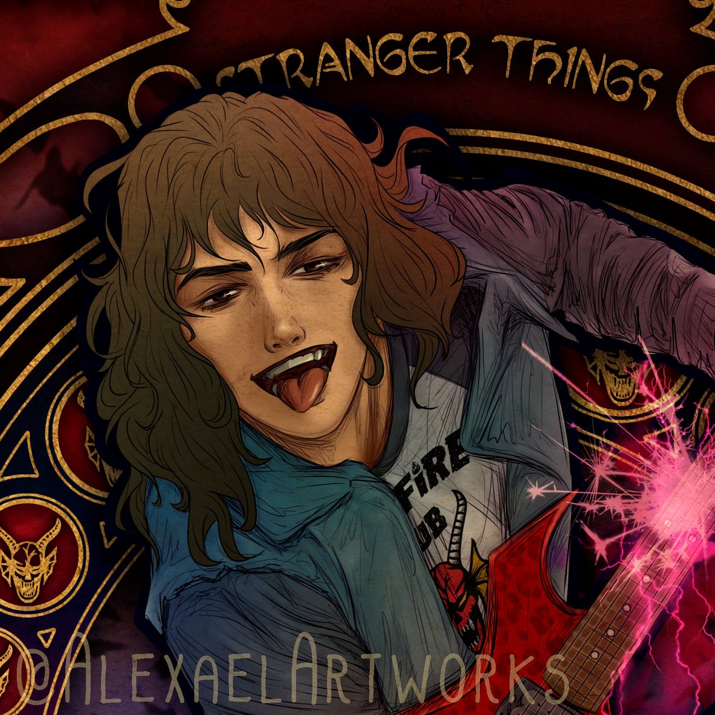 Eddie Munson in Art Nouveau style