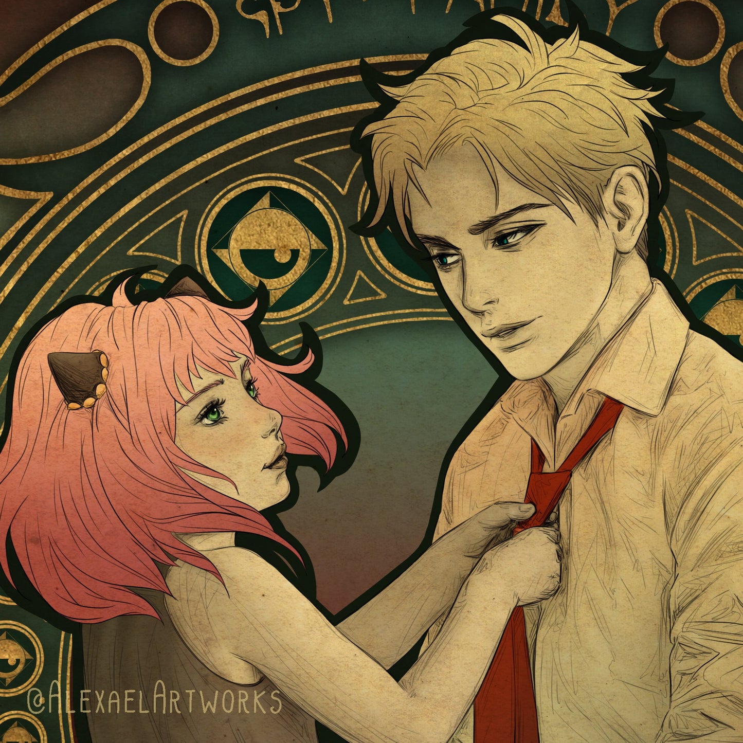 Loid & Anya in Art Nouveau style