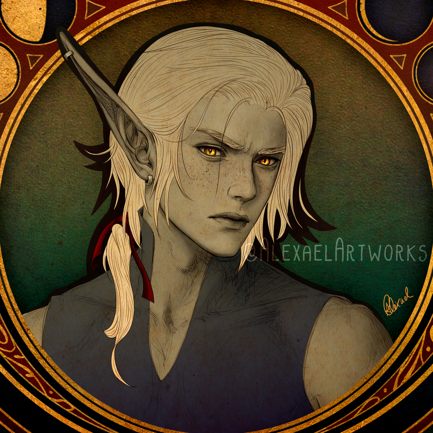 Aal'shan Dre portrait in Art Nouveau style