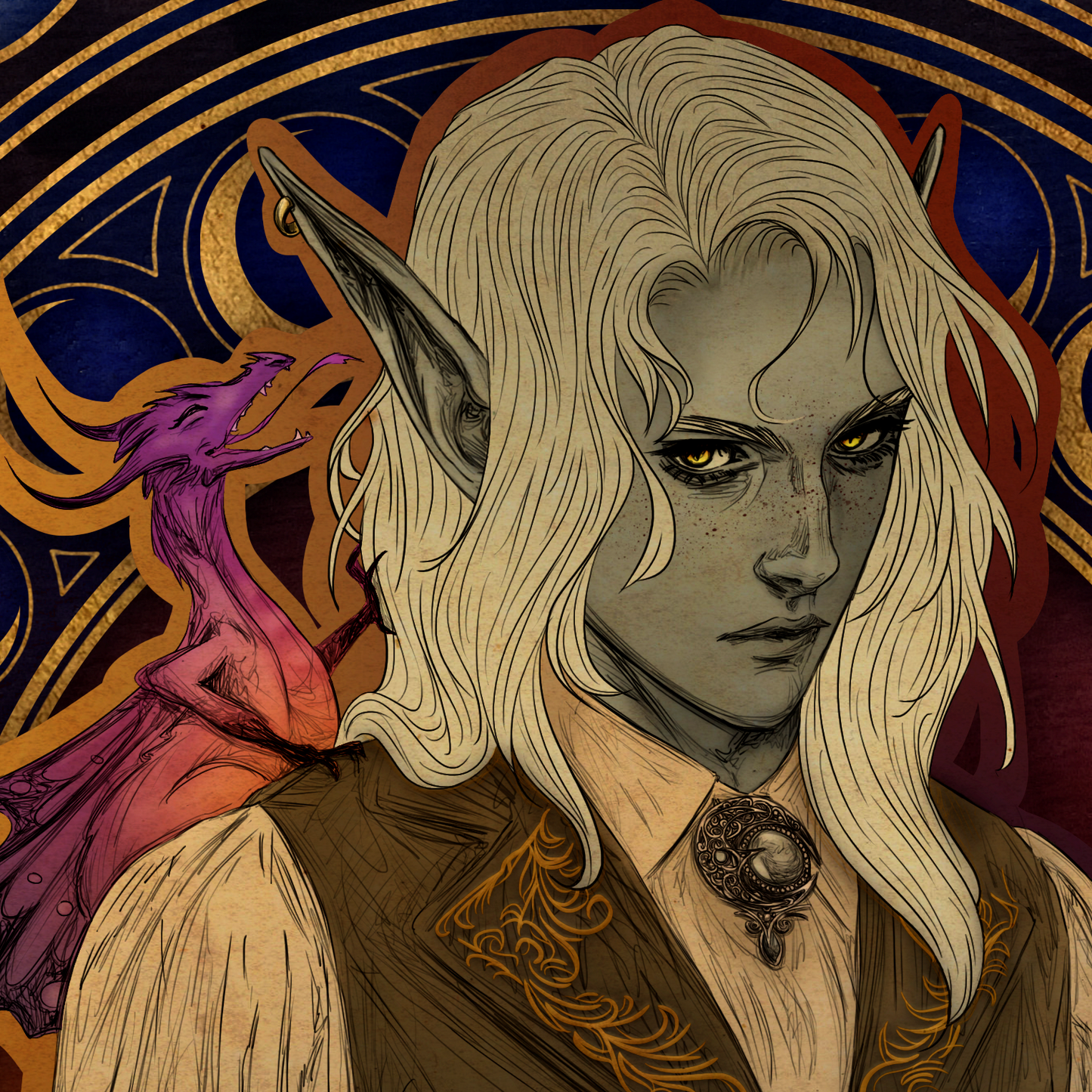 Aal'shan Dre half body in Art Nouveau style