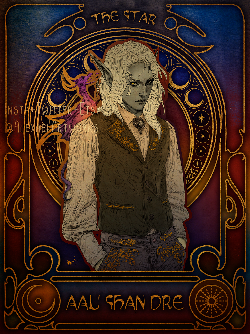 Aal'shan Dre half body in Art Nouveau style