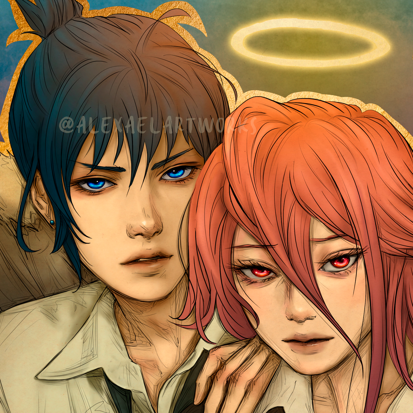 Aki & Angel in Art Nouveau style