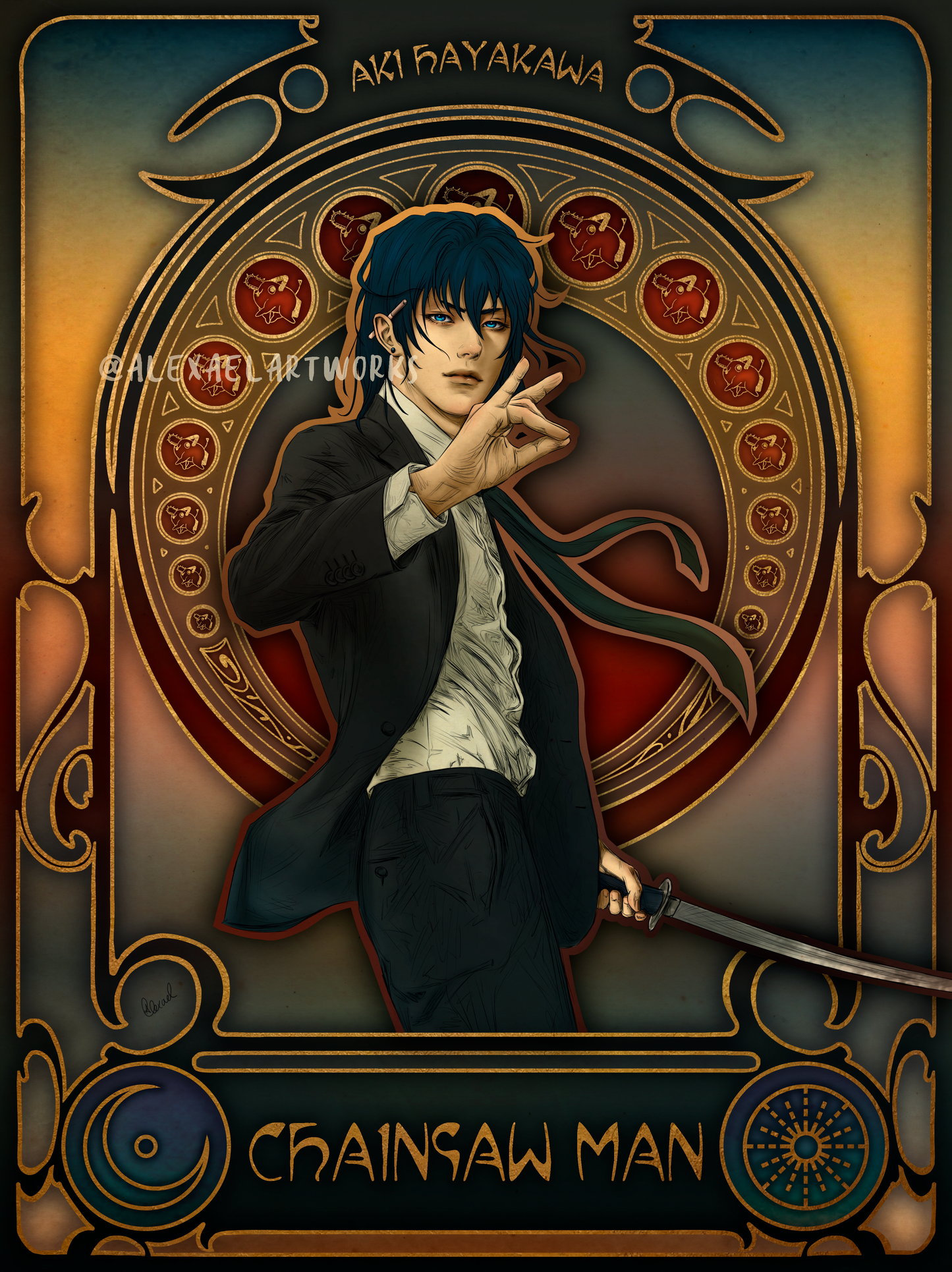 Aki in Art Nouveau style