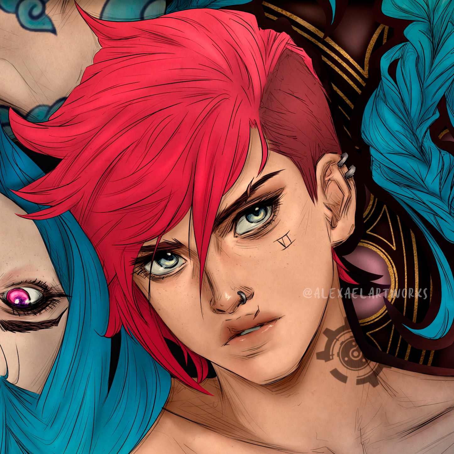 Vi & Jinx in Art Nouveau style
