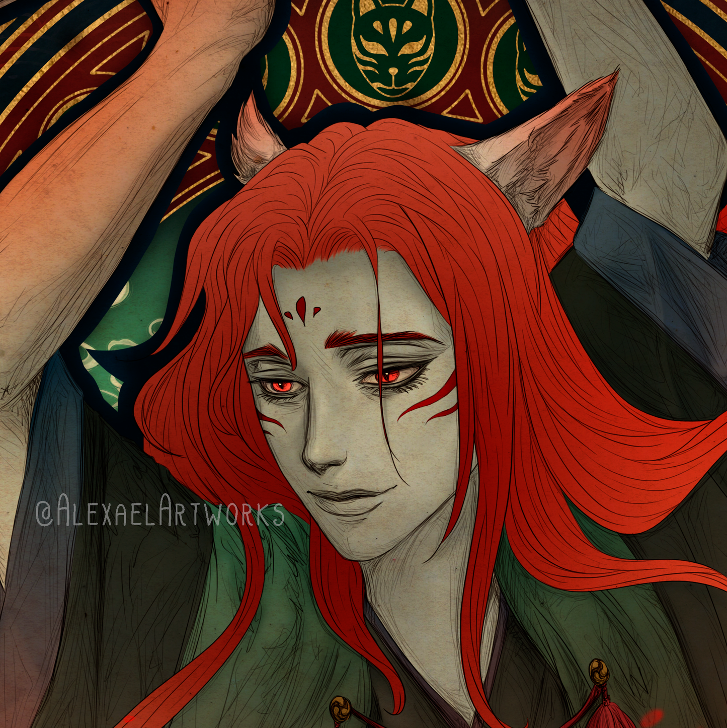 Kurama in Art Nouveau style