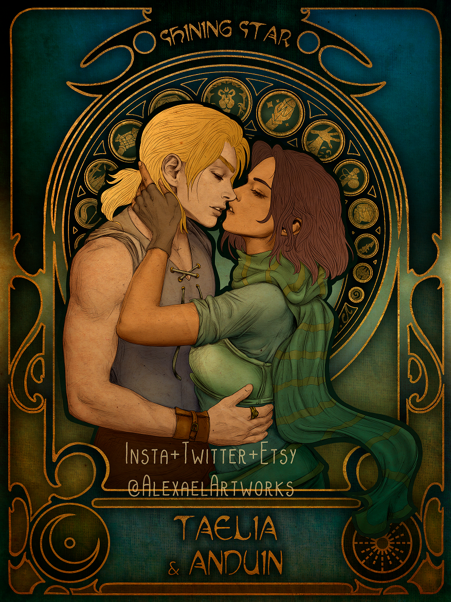 Anduin & Taelia in Art Nouveau style