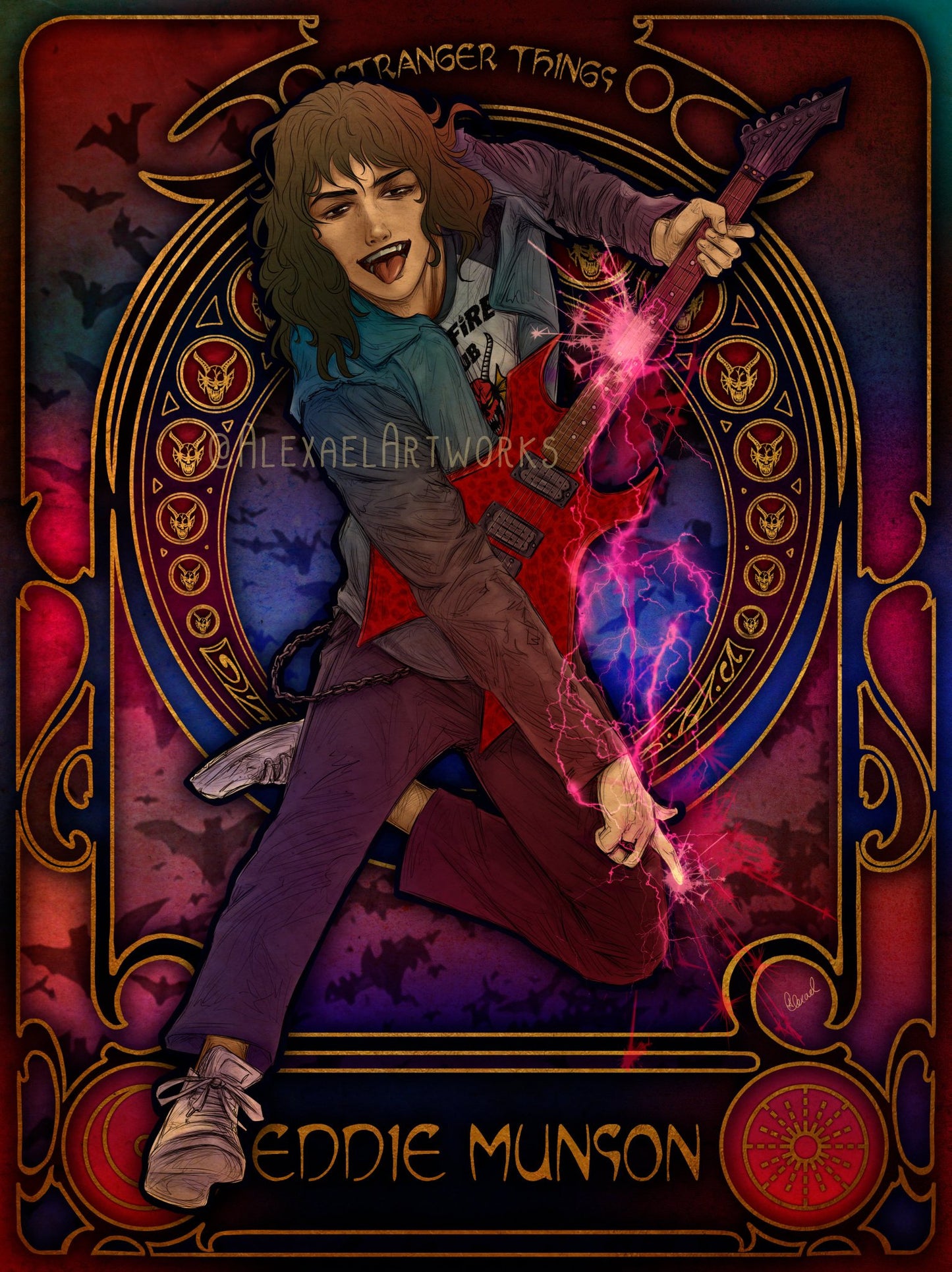 Eddie Munson in Art Nouveau style