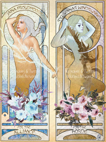 Jaina & Sylvanas in Art Nouveau style
