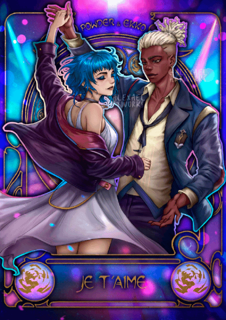 HOLOGRAPHIC Pow-Pow Ekko & Jinx in Art Nouveau style