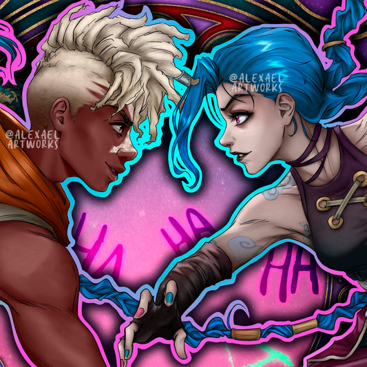 Ekko &amp; Jinx in Art Nouveau style (Je te hais)