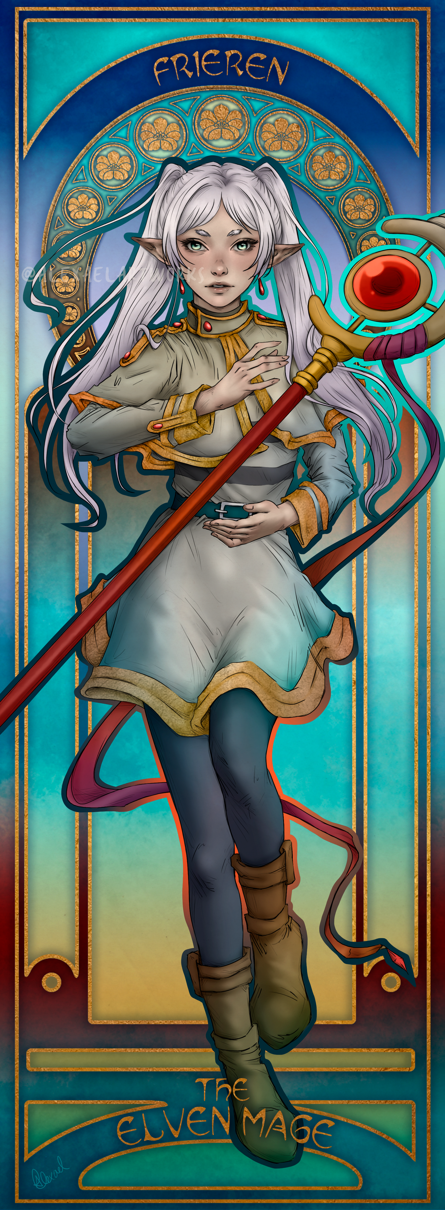 Frieren in Art Nouveau style