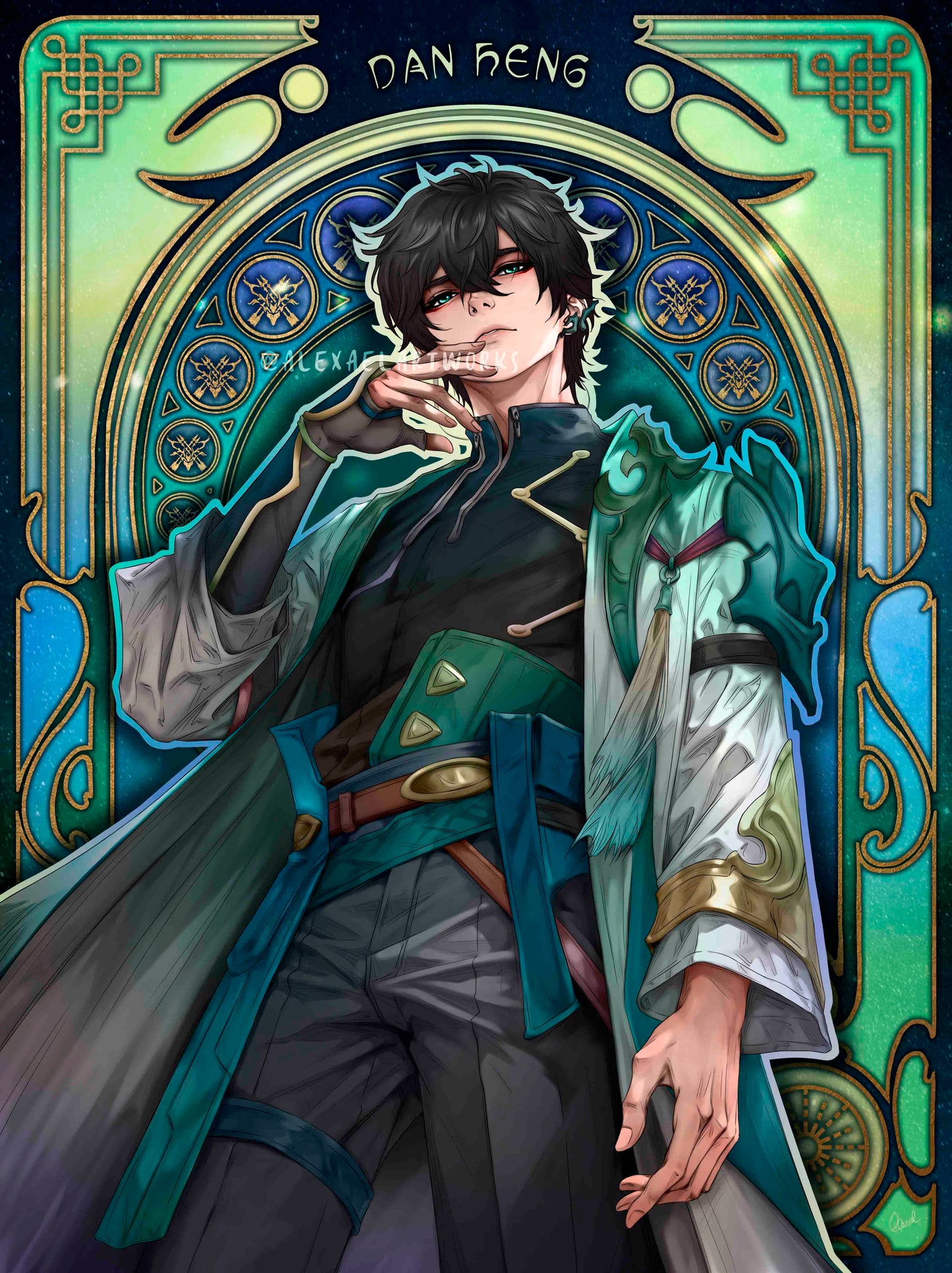 Dan Heng in Art Nouveau style
