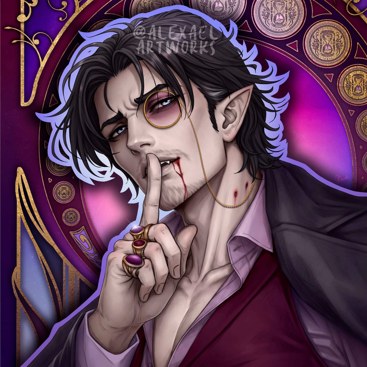 Count Lucien Lazarus of House Noctis in Art Nouveau style