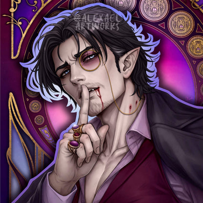 Count Lucien Lazarus of House Noctis in Art Nouveau style