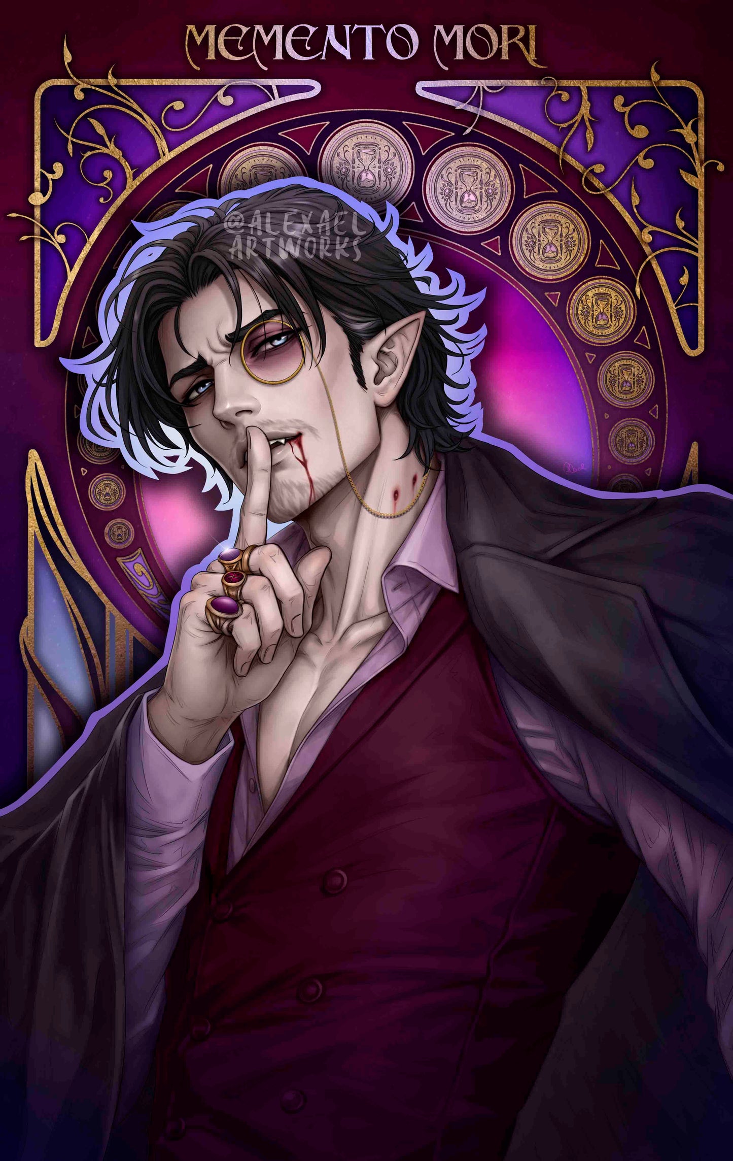 Count Lucien Lazarus of House Noctis in Art Nouveau style
