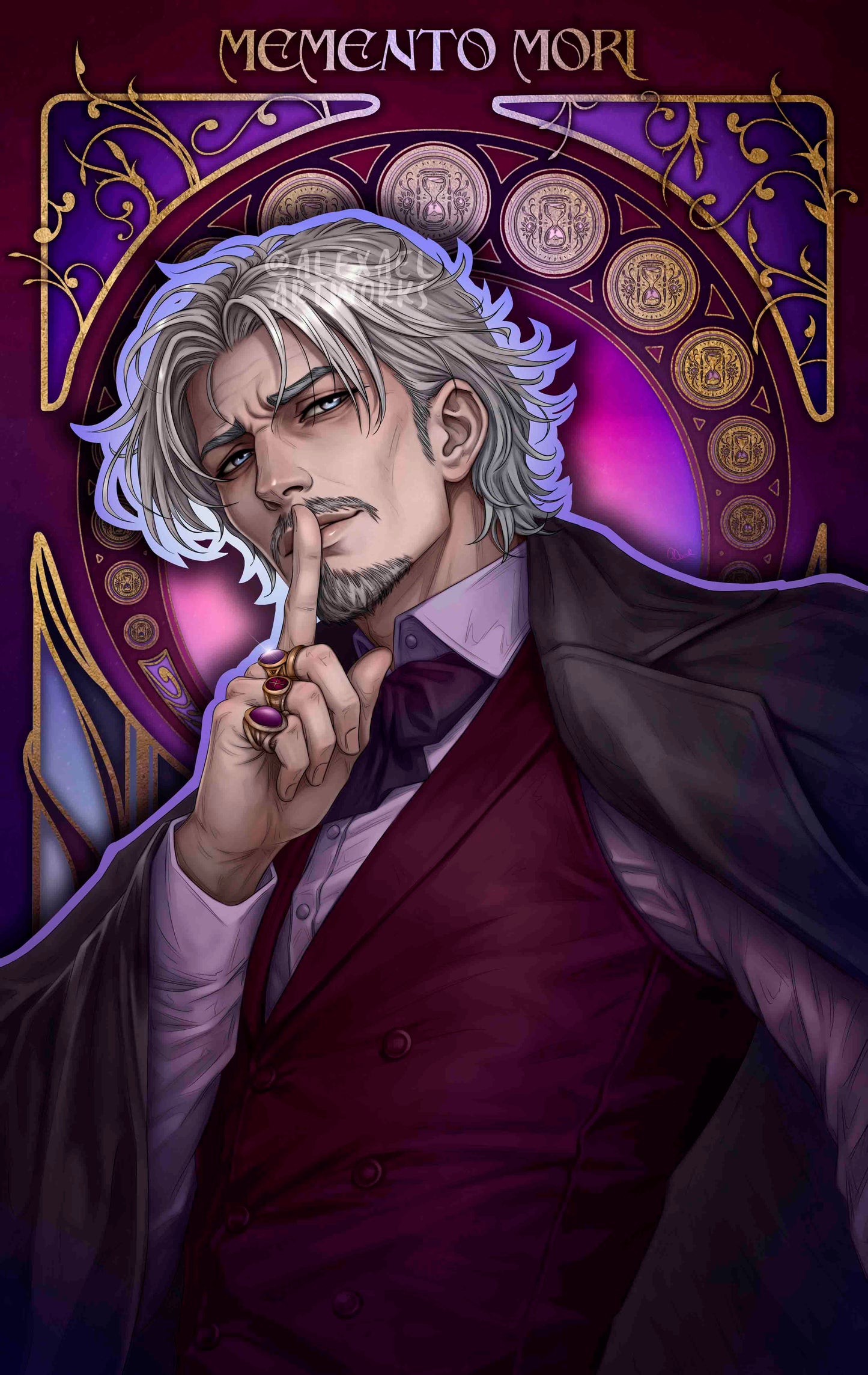 Count Lucien Lazarus of House Noctis in Art Nouveau style