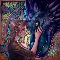 Violet & Andarna in Art Nouveau style