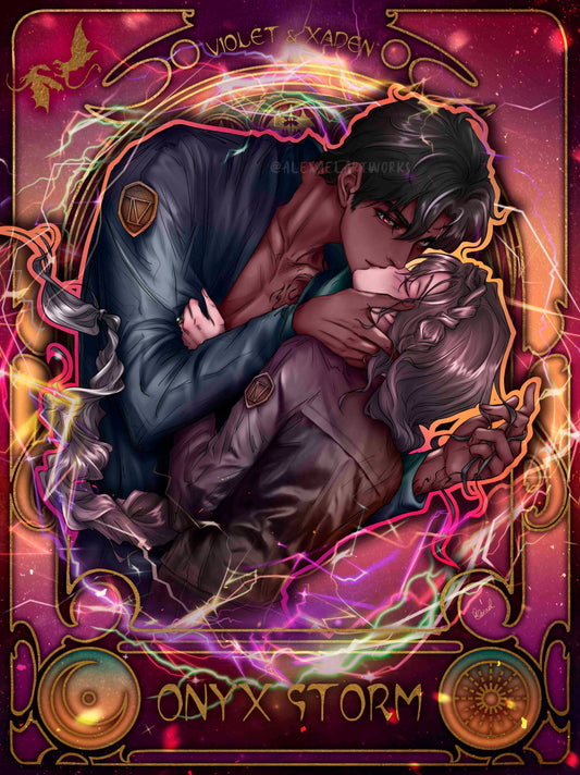 Onyx Storm in Art Nouveau style