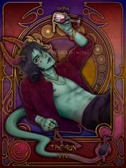 Tarot Card Sasha in Art Nouveau style