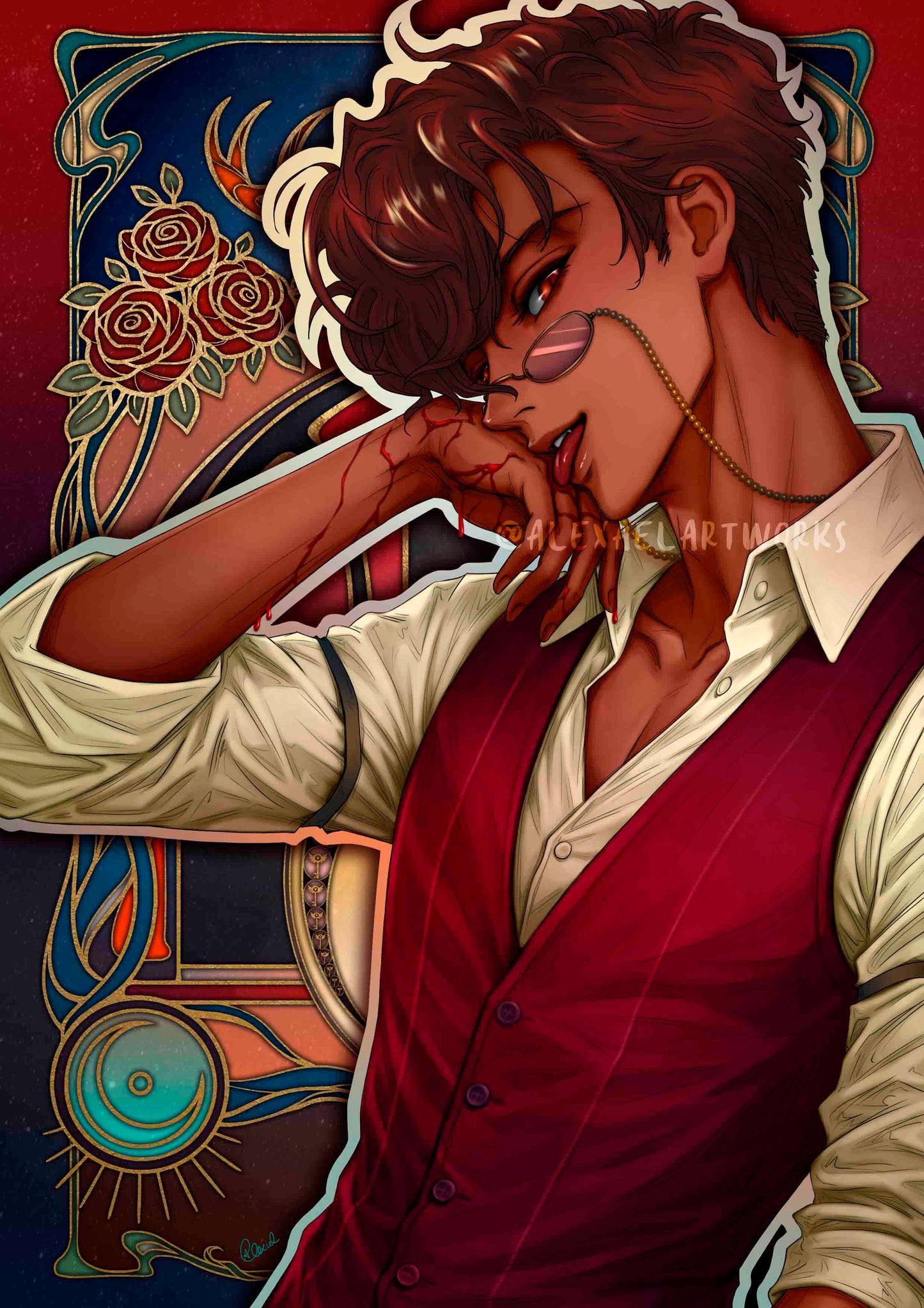 Human Alastor Crimson Drip ⏳ Glitter Shaker Keychain ~ Llavero Shaker de Purpurina [Pre-Order]