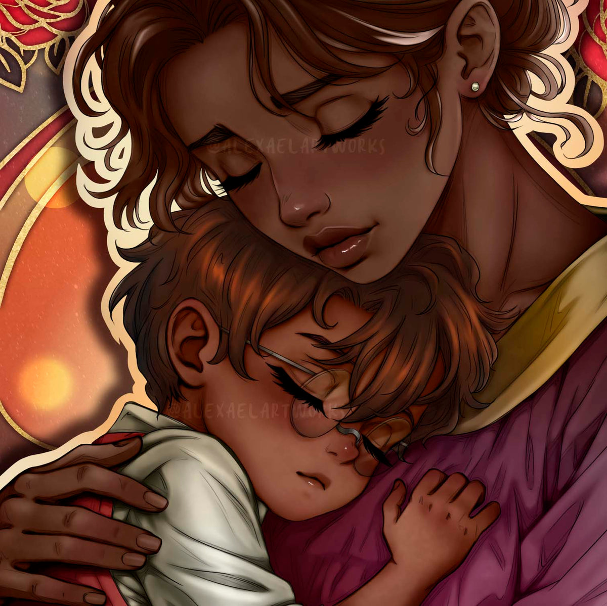 Alex Rochon Alistor Human Alastor and his momma in Art Nouveau style – Alexael Artworks