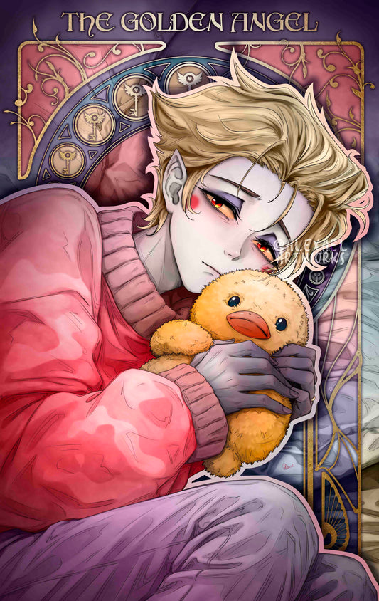 Lucifer in pajamas in Art Nouveau style