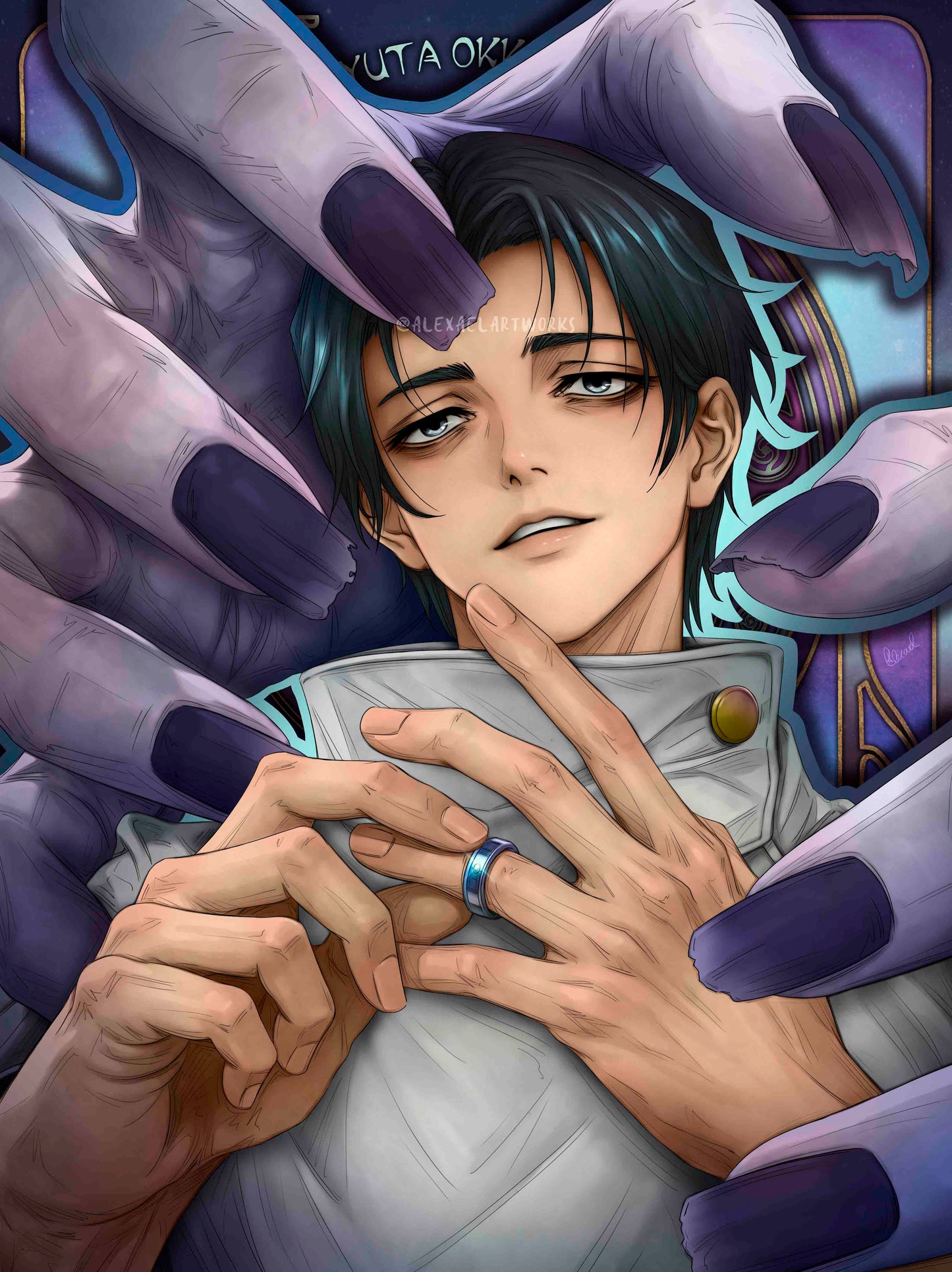 Yuta Okkotsu in Art Nouveau style