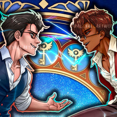 Human Vox & Human Alastor in Art Nouveau style