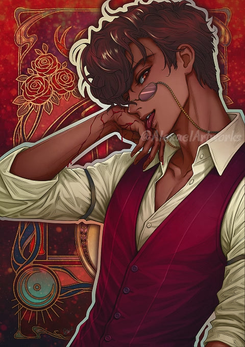 Human Alastor Crimson Drip ⏳ Glitter Shaker Keychain ~ Llavero Shaker de Purpurina [Pre-Order]