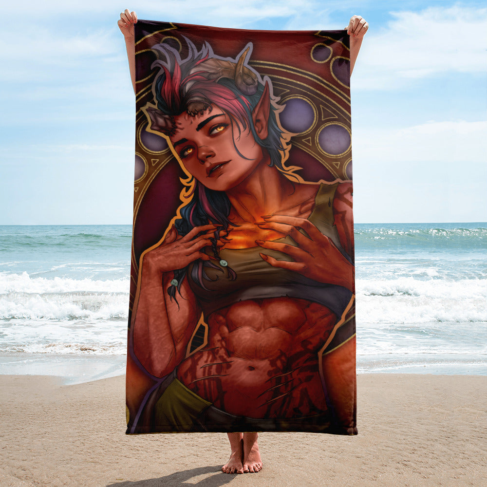 Tiefling Barbarian 🏖️ Fanart Towels ♥️ Toallas Fanart