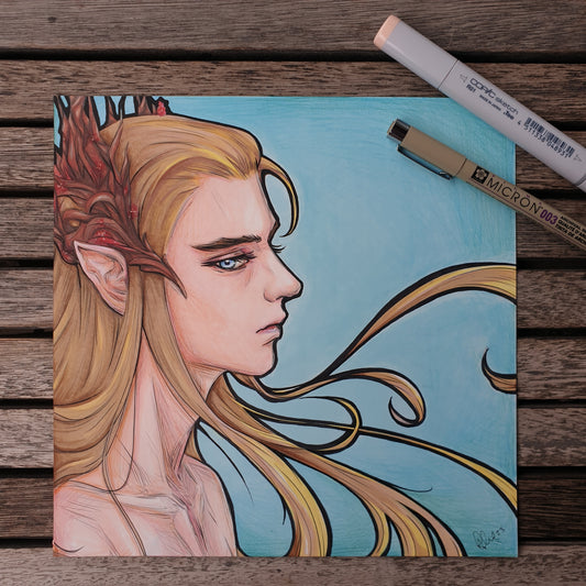 Thranduil (ink, colored pencils and markers)