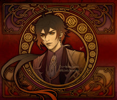 Zhongli in Art Nouveau style
