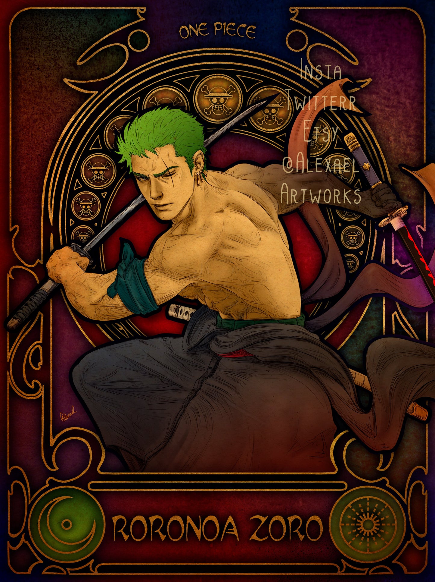 Zoro in Art Nouveau style