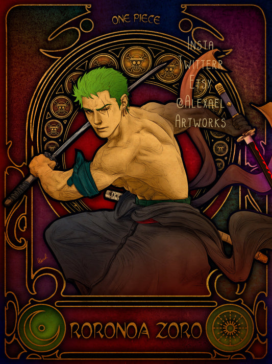 Zoro in Art Nouveau style