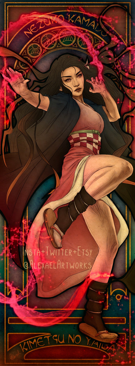 Nezuko in Art Nouveau style