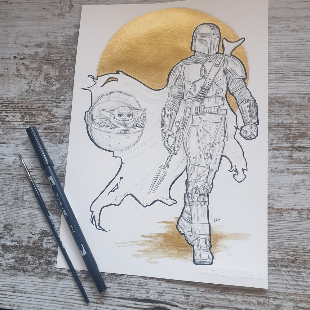 Mando (ink and gold)