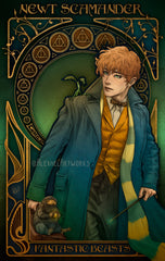 Newt in Art Nouveau style
