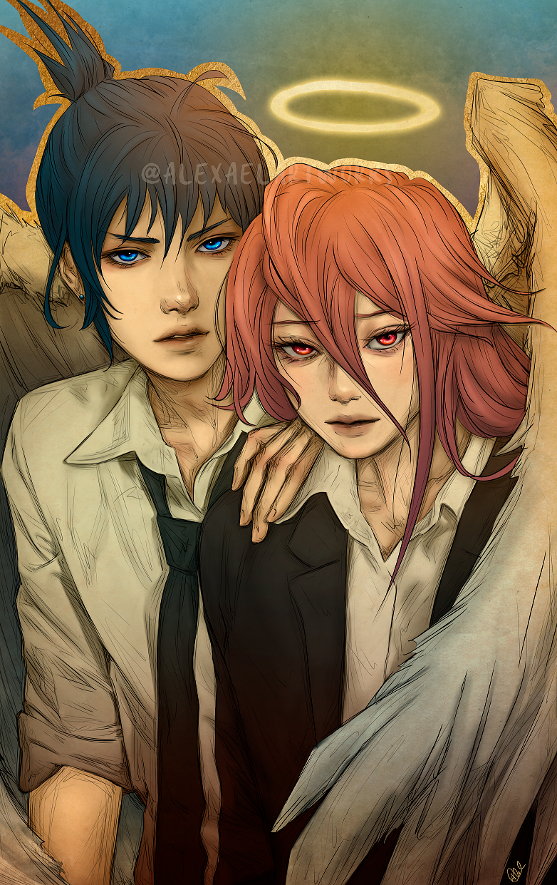 Aki & Angel in Art Nouveau style – Alexael Artworks